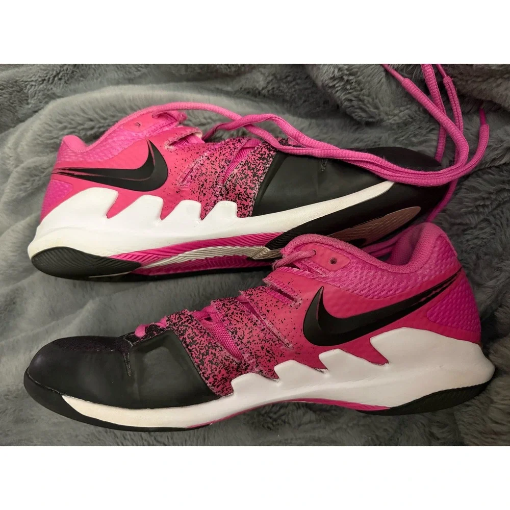 Nike Air Zoom Vapor X Knit Pink Black Tennis Shoes AA8027-605 Womens 11